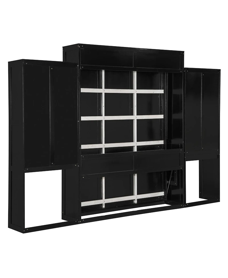 Streamdale Furniture Queen Size Murphy Bed with Desk Vanity and Cabinets Espresso