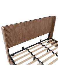 Streamdale Furniture Large grooved undulating lift storage bed frame, rustic brown (King)