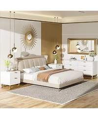 gaomon 4-Drawer White Dresser, Large Modern Bedroom Chest with Gold Metal Handles, Storage for Hallway, Entryway