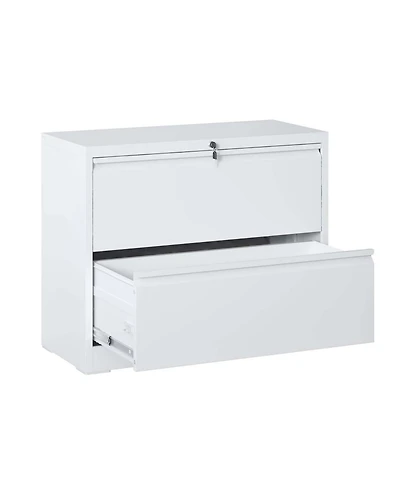 Boyel Living Lateral File Cabinet 2 Drawer, White Filing Cabinet with Lock, Locking Metal File Cabinet for Legal/Letter/A4/F4 Size