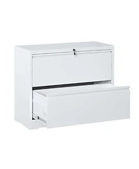 Boyel Living Lateral File Cabinet 2 Drawer, White Filing Cabinet with Lock, Locking Metal File Cabinet for Legal/Letter/A4/F4 Size