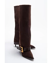 Prologue Shoes Women's Elva Buckle Strap Knee High Boot
