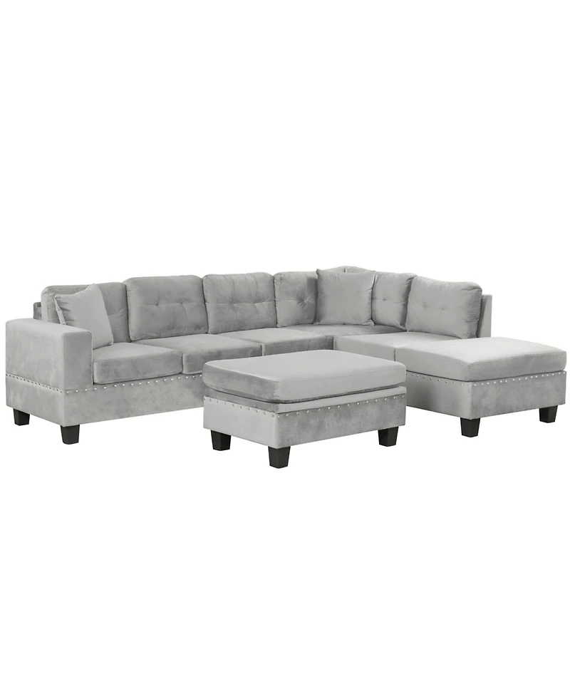 Streamdale Furniture Modern Sectional Sofa with Storage Ottoman Set