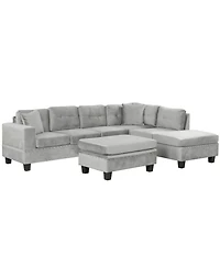 Streamdale Furniture Modern Sectional Sofa with Storage Ottoman Set