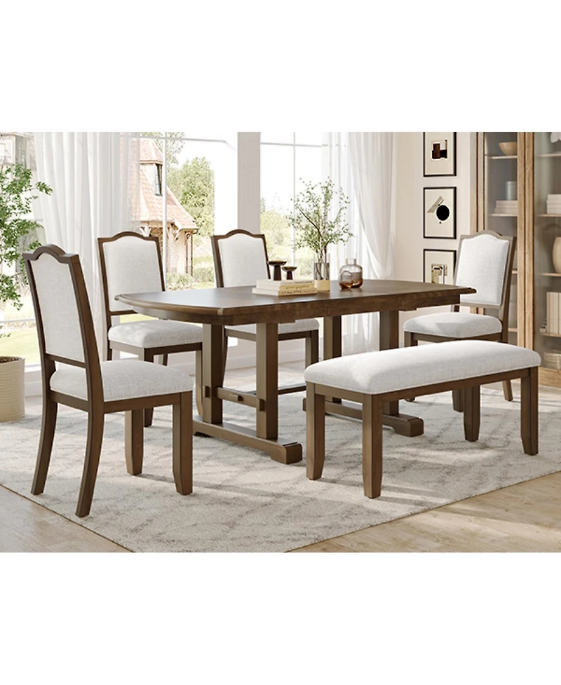 Streamdale Furniture Extendable Wood Dining Set with 4 Chairs & Bench
