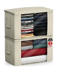 Sorbus Foldable Storage Bag Organizers, Large Clear Window & Carry Handles, Great for Clothes, Blankets, Closets, Bedrooms, and more