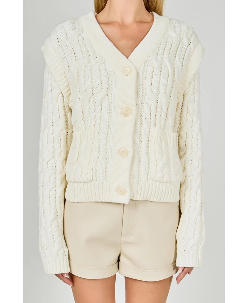 endless rose Women's Cable Knit Cardigan