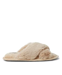 Dearfoams Women's Jessica Furry Crossband Slide Slipper