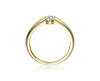 Genevive Women's 14K Gold Plated Clear Cubic Zirconia Solitaire Ring