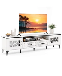 Costway 71" Tv Stand for TVs up to 80" with Open Compartment Side Cabinets & Drawers