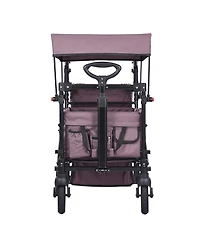 Sugift Wagon Stroller for 2 Kids Folding Push-Pull Stroller with Canopy Purple