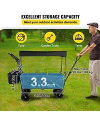 Sugift Collapsible Utility Wagon with Drink Holders & Large Storage Capacity