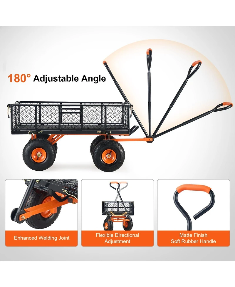 Sugift Metal Utility Wagon with 400 lbs Capacity & Dump Function