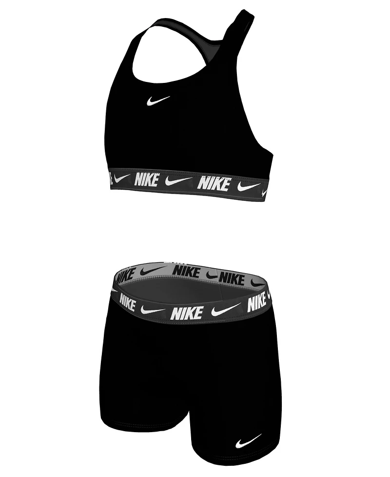 Nike Girls' 7-16 Racerback Swim Bikini Top and Shorts, 2-Piece Set