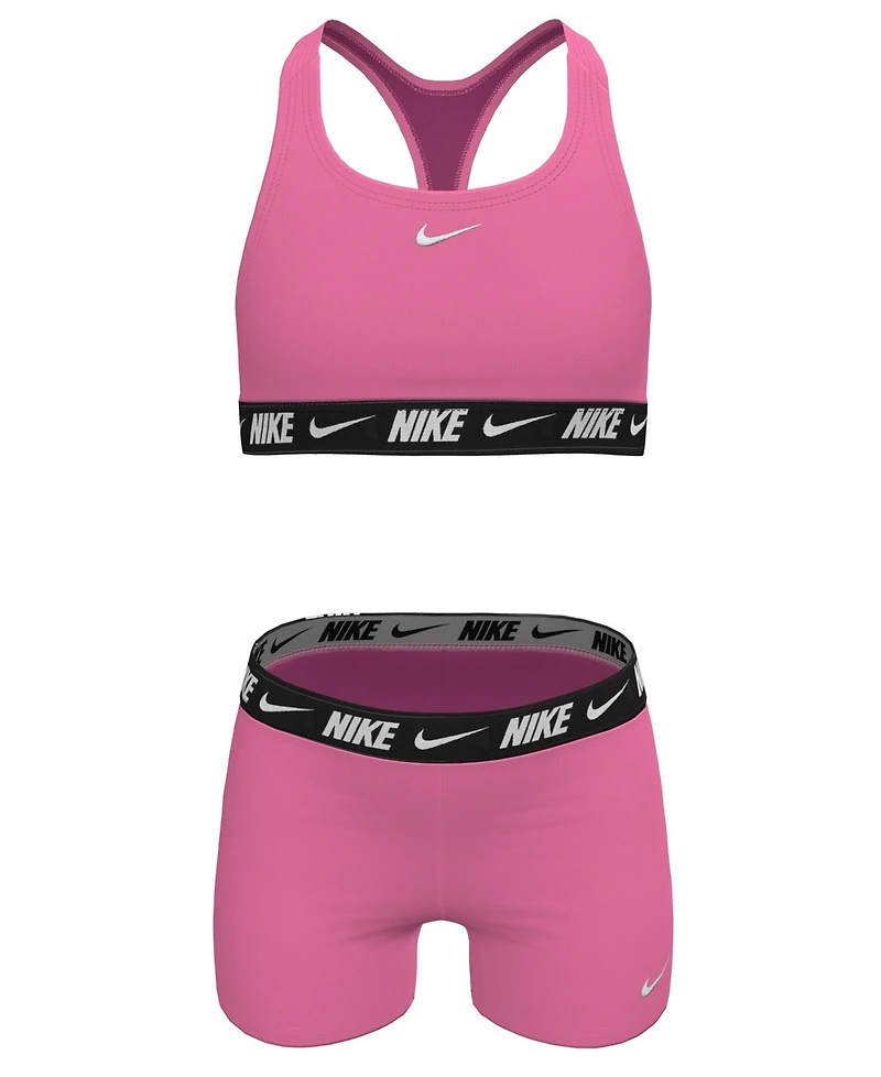 Nike Girls' 7-16 Racerback Swim Bikini Top and Shorts, 2-Piece Set
