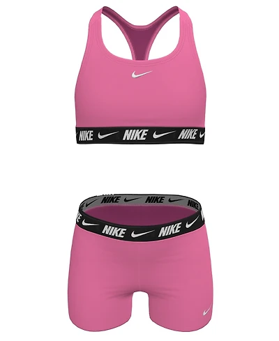 Nike Girls' 7-16 Racerback Swim Bikini Top and Shorts, 2-Piece Set