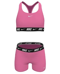 Nike Girls' 7-16 Racerback Swim Bikini Top and Shorts, 2-Piece Set