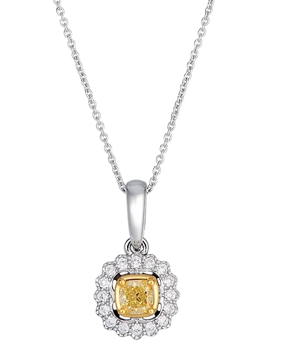 Le Vian Fancy Light Yellow Diamond (0.36 ct. t.w.) & Vanilla Diamond (0.13 ct. t.w.) Pendant Necklace in 14k Two-Tone Gold