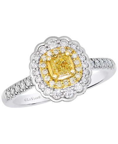 Le Vian Fancy Light Yellow Diamond (0.37 ct. t.w.) & Vanilla Diamond (0.29 ct. t.w.) Couture Ring in Platinum