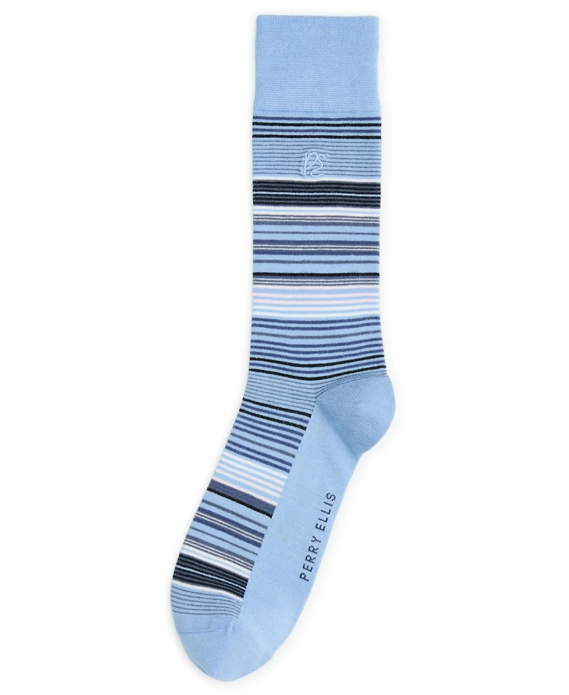 Perry Ellis Portfolio Men's Striped Crew Socks