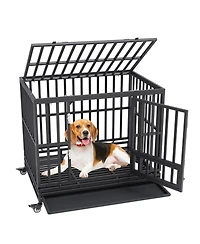 Cozito 42" Heavy-Duty 3-Door Dog Crate with Wheels