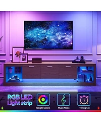 sumyeg 78" Modern Tv Stand for 90" TVs, Entertainment Center with 6 Cabinets & 2 Open Shelves