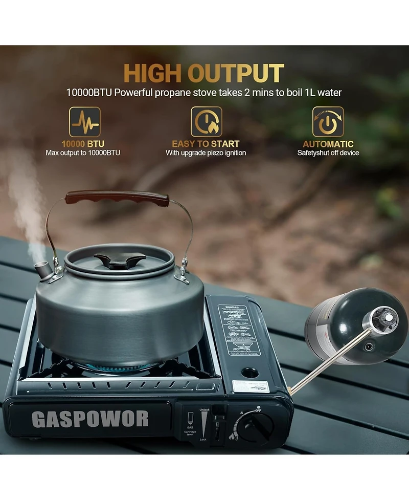 Propane or Butane Stove Dual Fuel Stove Portable Camping Stove with Carrying Case&Windblocker, 10,000 Btu Butane Propane Stove (Fuel Not Included)