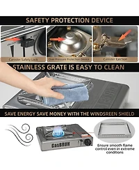 Aofar Dual Fuel Camping Stove, 10000BTU Portable Propane/Butane Gas Stove with Windblocker & Carry Case (Fuel Not Included).