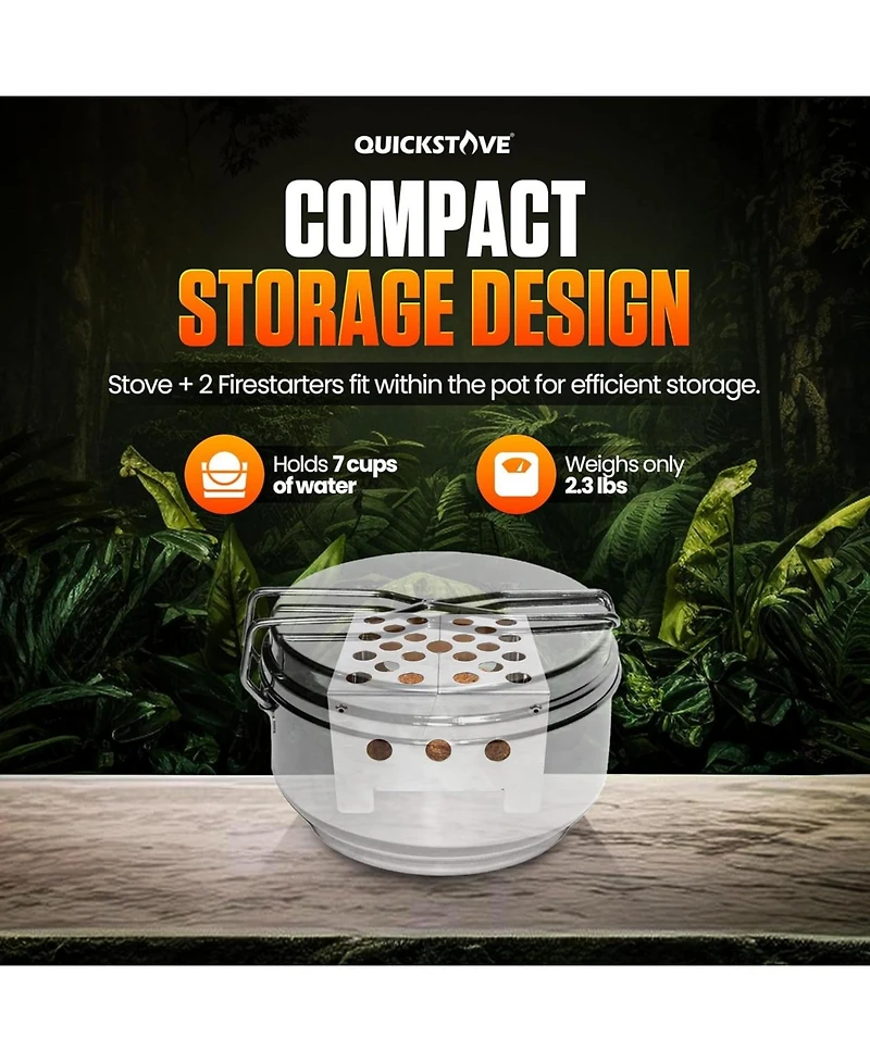 Aofar Portable Stove Kit with Camping Pot & 2 Fire Starters, Lightweight Stainless Steel Wood Burning Stove