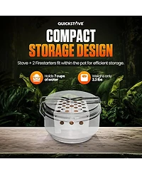 Aofar Portable Stove Kit with Camping Pot & 2 Fire Starters, Lightweight Stainless Steel Wood Burning Stove