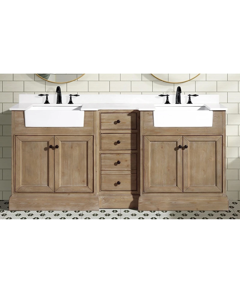 Ari Bath 72" Kelly, Weathered Fir Finish, Engineered Quartz Countertop