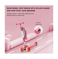 Bruce & Shark Foldable 3-Wheel Kids Scooter with Lean-to-Steer Balance, Lights Music for Early Riding Fun