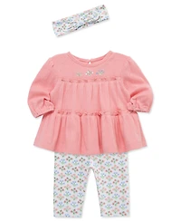 Little Me Baby Girls' Printed Tunic, Leggings and Headband, 3-Piece Set