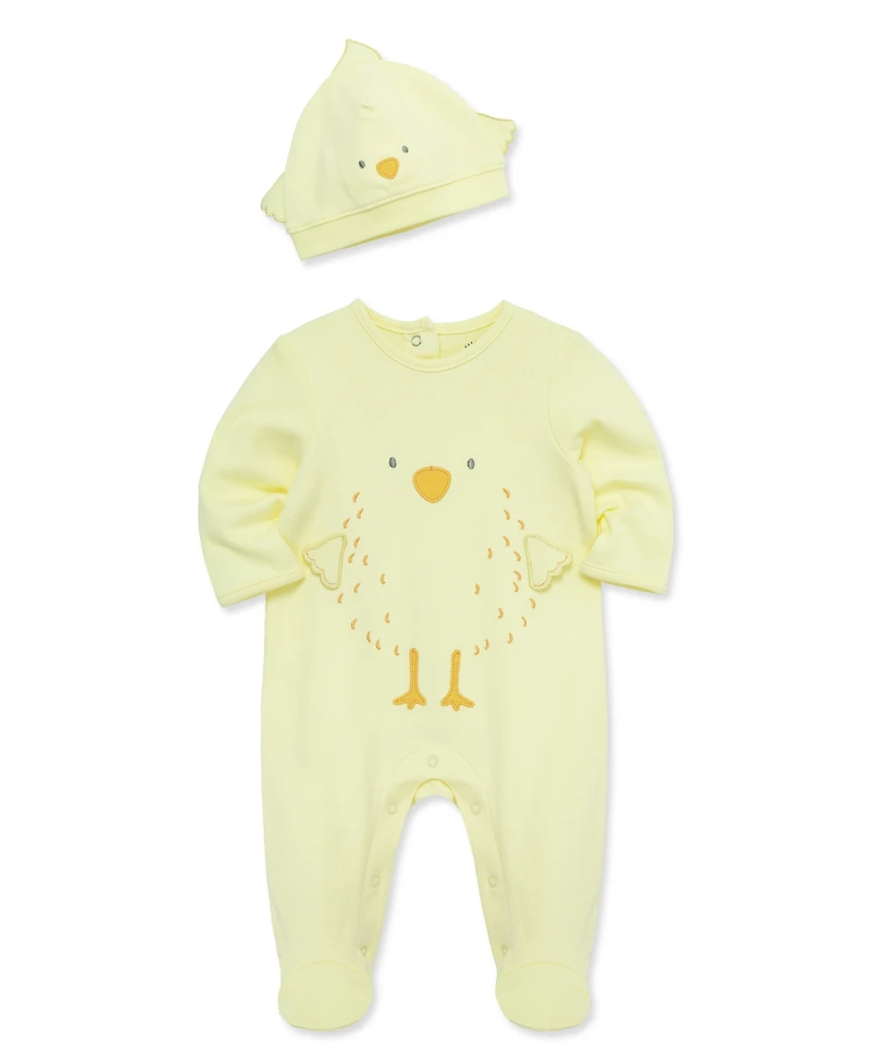 Little Me Baby Boys' or Girls' Chick Footed Coverall With Beanie Hat