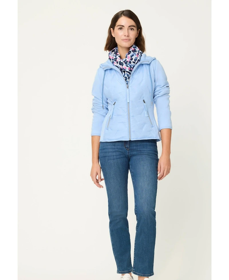 Olsen Women's Mixed Media Jacket with Hood