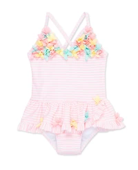 Little Me Baby Girls' 3D V-Neck One-Piece Swimsuit