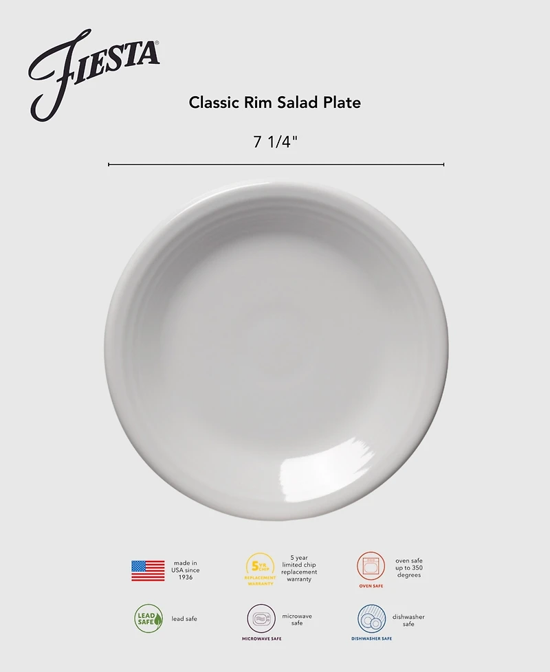 Fiesta Americana Classic Rim Salad Plates, Set of 4, Service For 4