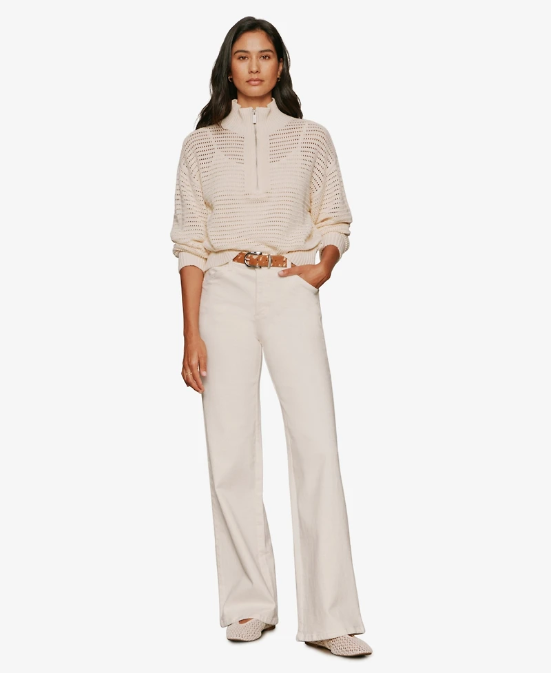 Sanctuary Women's Open Knit Quarter-Zip Sweater