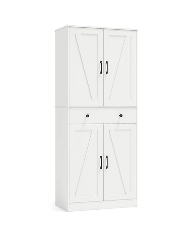 Costway 72" Tall Kitchen Pantry Modern Farmhouse Cupboard Cabinet with 4 Barn Doors