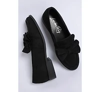London Rag Womens Havisham Bow Accent Heeled Loafers