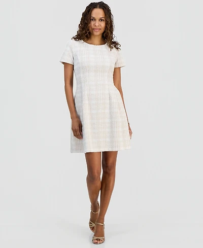 Connected Petite Ponte Front-Tuck Fit & Flare Dress