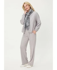 Olsen Women's Collarless Zip Front Jersey Jacket