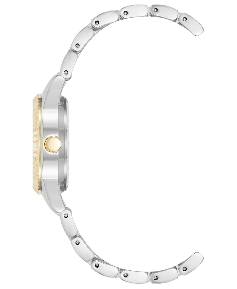 Anne Klein Women's Quartz Crystal Accented Champagne Dial Round Two-Tone Alloy Metal Watch Set, 26mm