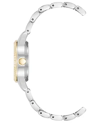 Anne Klein Women's Quartz Crystal Accented Champagne Dial Round Two-Tone Alloy Metal Watch Set, 26mm