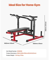 Sugfit Chest Press Machine Adjustable Bench Press Trainer for Home Gym 450 Lb