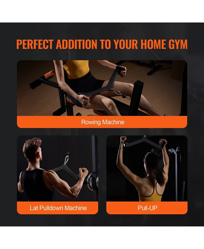 Sugfit Lat Pulldown Bar Set 5-Piece Cable Row T-Bar V-Bar Attachments Rubber Grip