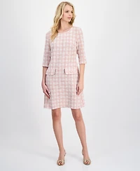 Connected Women's Boucle Tweed 3/4-Sleeve Dress