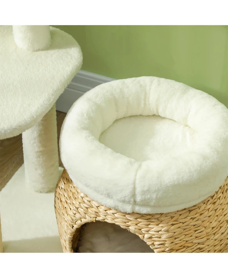 Aostirmotor 31" Cat Tree Tower with Cozy Condo & Sisal Scratching Posts