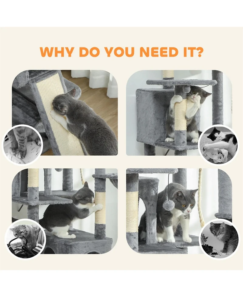 Aostirmotor 69" Multi-Level Cat Tower in Dark Gray