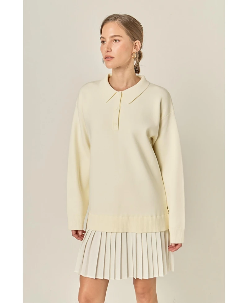 English Factory Women's Polo Mixed Media Mini Dress